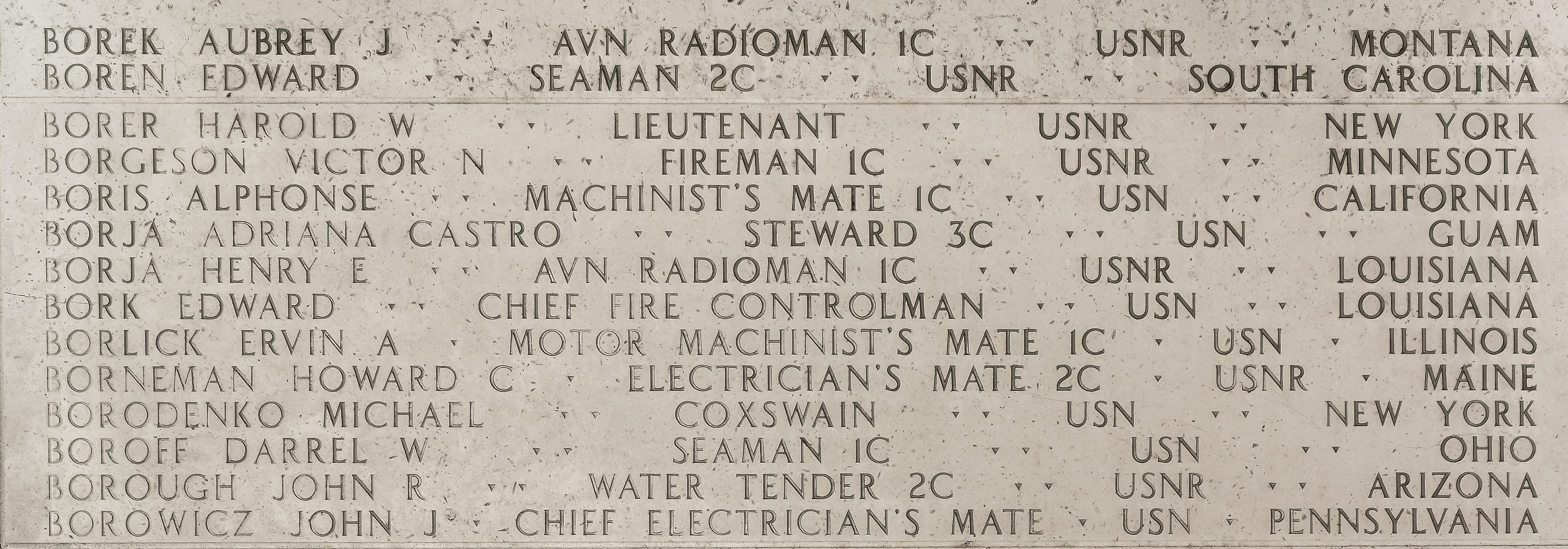 Howard C. Borneman, Electrician's Mate Second Class